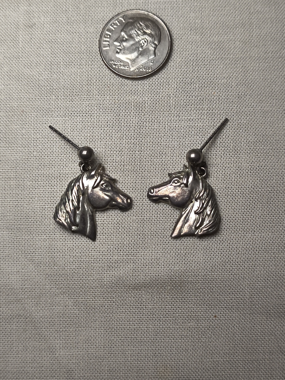 Vintage Sterling Silver Horse Head Earrings Equestrian Screw Back Studs